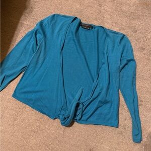 BCBGMaxAzria Turquoise Silk Blend Tie Front Cardigan XS/S